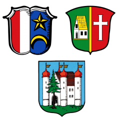 Wappen der drei Mitglieder der Verwaltungsgemeinschaft