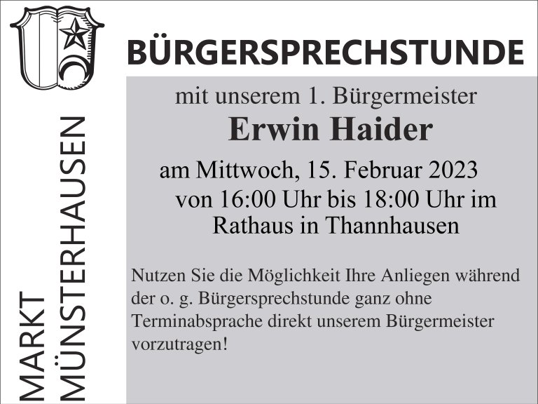 Bürgersprechstunde Münsterhausen 15.02.2023
